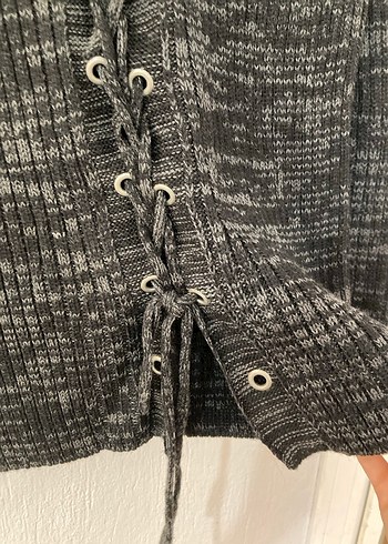 Gri Kadın Örgü Yün Kazak - Görsel 3