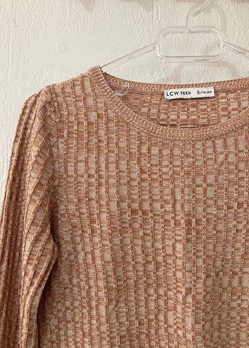 Bej Örgü Kadın Uzun Kollu Kazak - Görsel 3