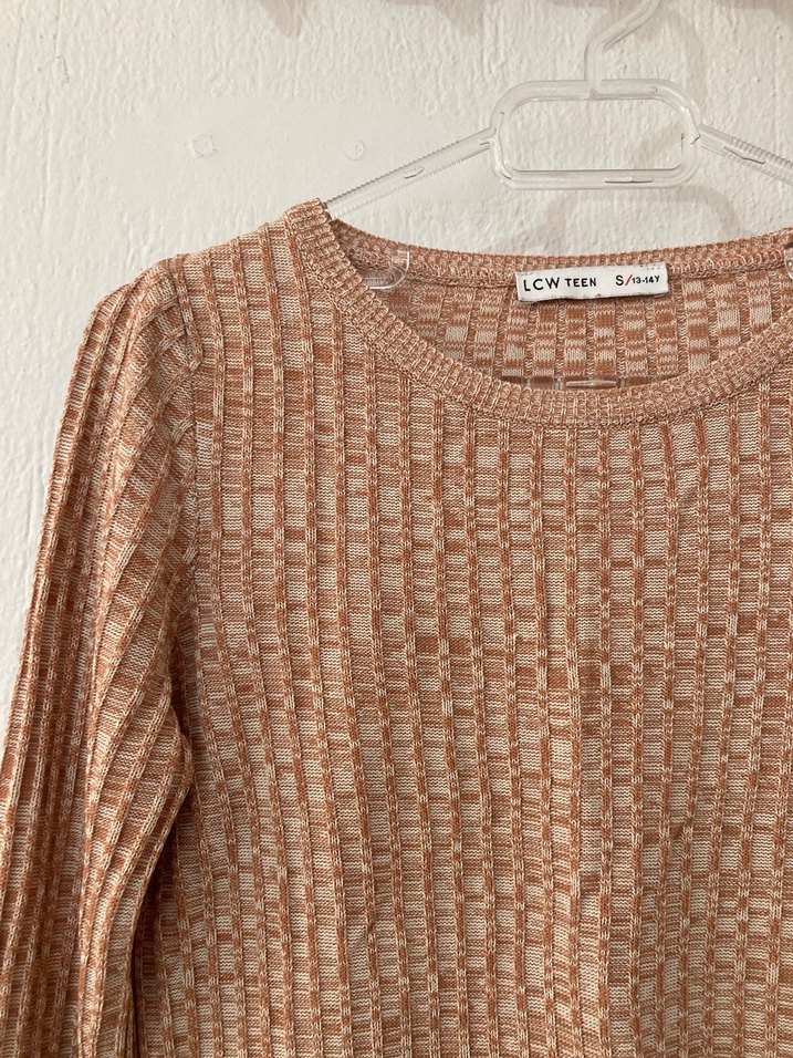 Bej Örgü Kadın Uzun Kollu Kazak - Görsel 3