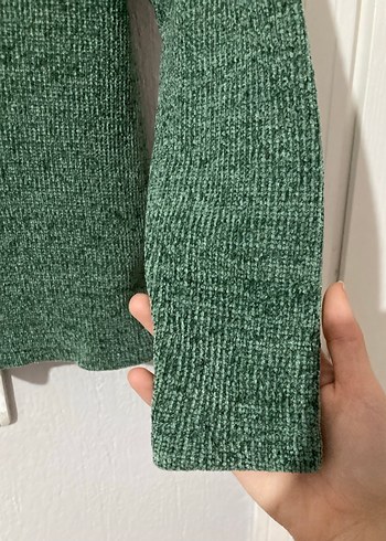 Kadın Yeşil Örgü Yün Kazak - Görsel 3