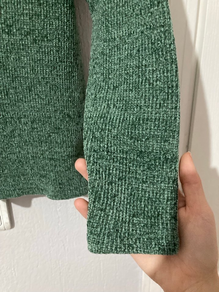 Kadın Yeşil Örgü Yün Kazak - Görsel 3