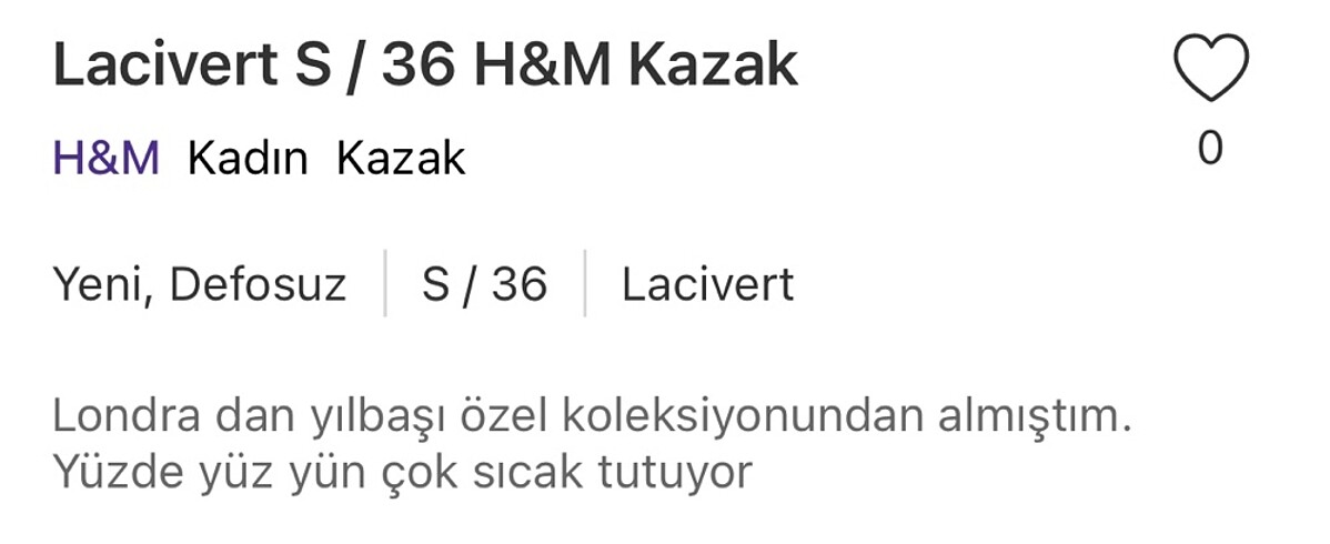 s Beden lacivert Renk H&m 0 yün kazak