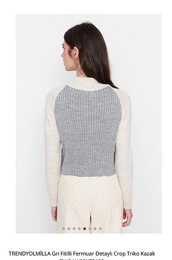 s Beden gri Renk Trenyolmilla fitilli crop kazak