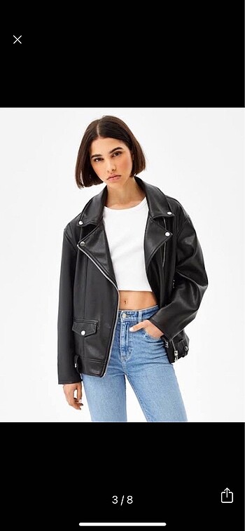 Bershka siyah deri ceket