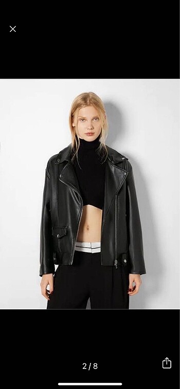 s Beden Bershka siyah deri ceket