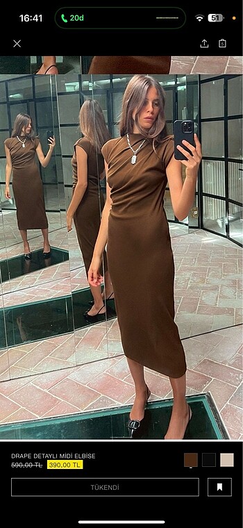 Drape detaylı midi zara elbise