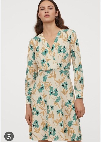 H&M Uzun Kollu Bohem Çiçekli Kadın Elbise - Görsel 5