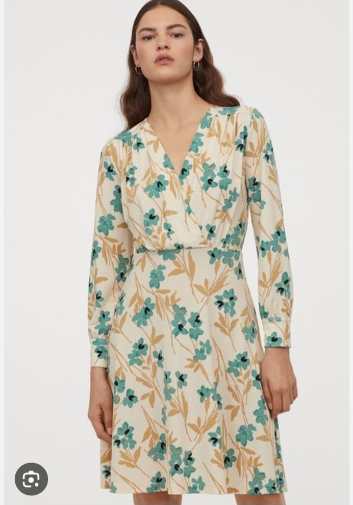 H&M Uzun Kollu Bohem Çiçekli Kadın Elbise - Görsel 5