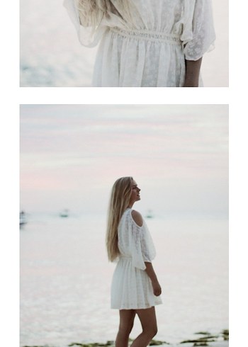 H&M  Mini Elbise, Omuzları Açık, Pamuklu - Görsel 2