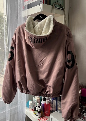 Kadın Pembe Yumuşak Kumaşlı Fermuarlı Ceket - Görsel 4