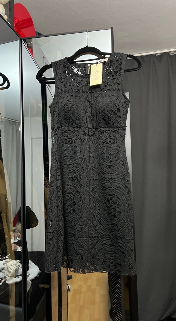 Dantel İşlemeli Siyah Midi Bohem Elbise - Görsel 2