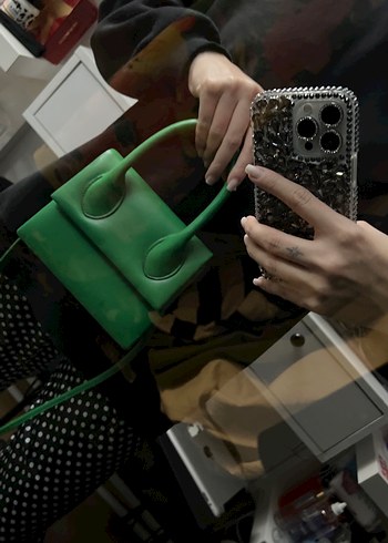 Yeşil Deri Tokalı Kadın Çanta - Görsel 3