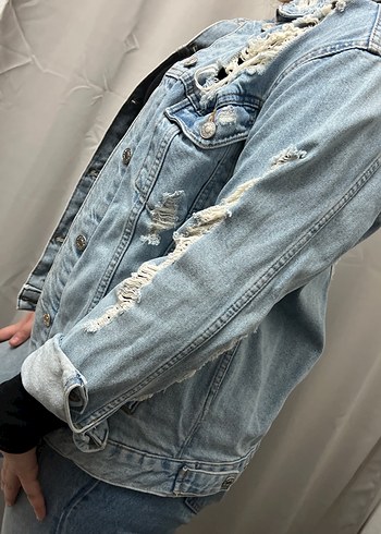 Düğmeli Salaş Kadın Denim Ceket - Görsel 3