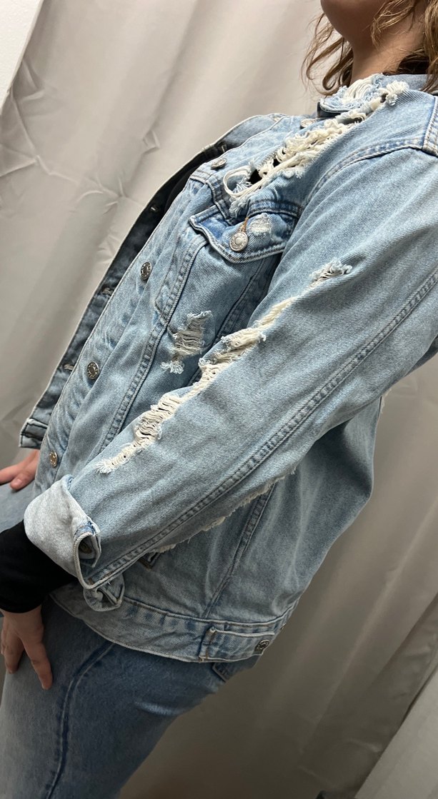 Düğmeli Salaş Kadın Denim Ceket - Görsel 3