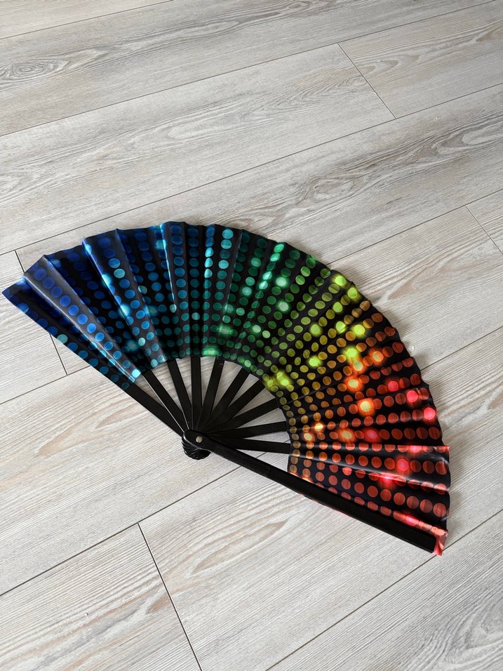 Renkli floresan noktalar party Yelpaze - Görsel 2