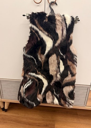 Koton Kahverengi Zebra Desenli Kürklü Kadın Yelek