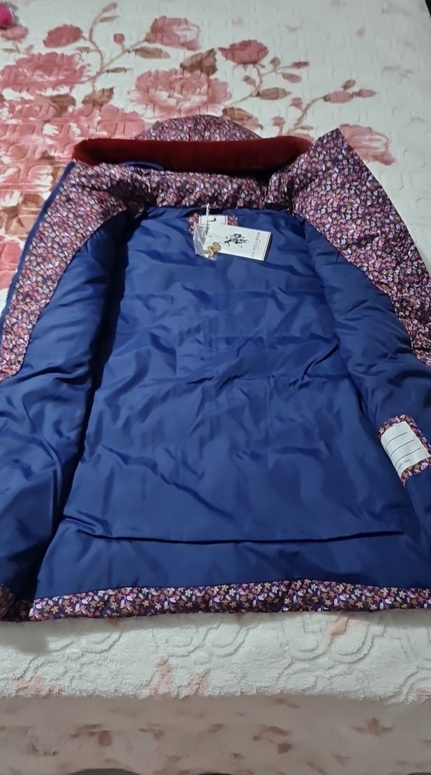 Bordo Kapüşonlu Desenli Kız çocuk Şişme Yelek - Görsel 3