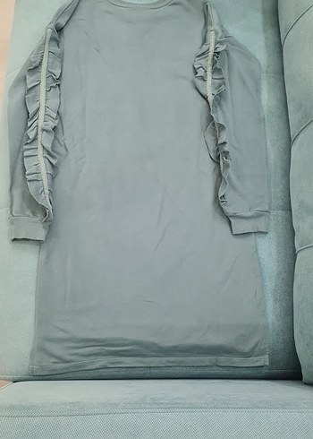 Kız Çocuk Gri Uzun Kollu Elbise - Görsel 2