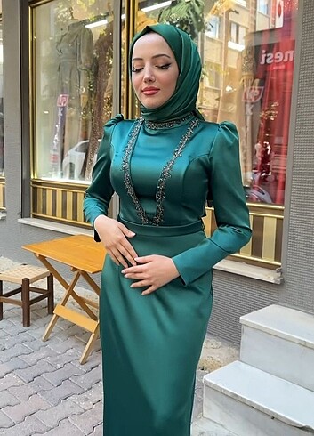 Saten tesettür abiye