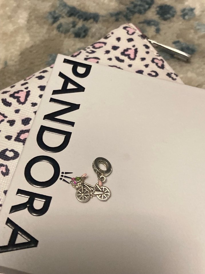 Pembe Zincir Detaylı PANDORA Bisiklet Charm - Görsel 2