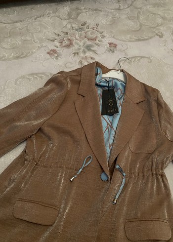 Drapeli ceketli kolsuz kadın Tuniği - Görsel 5