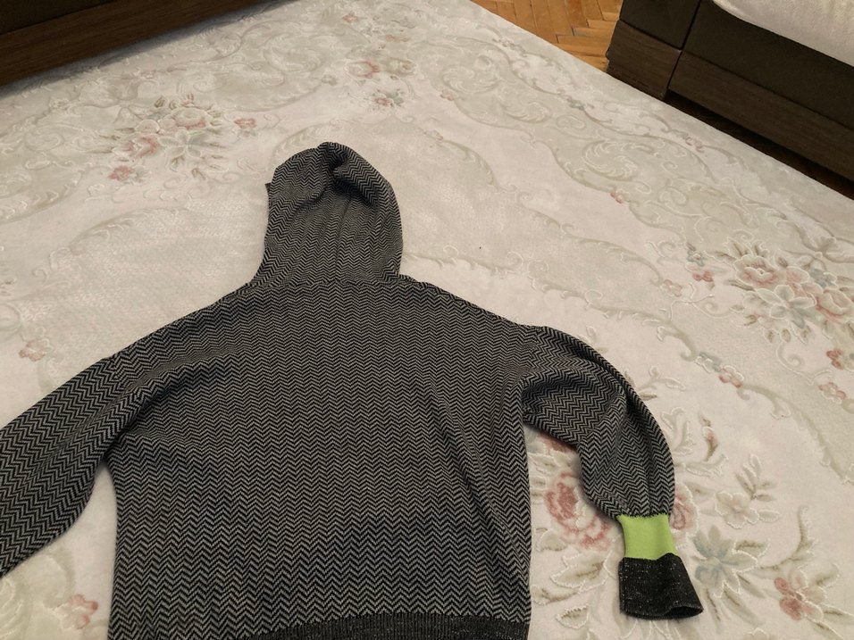 Gri Kapüşonlu Örgü Kadın Sweatshirt - Görsel 3