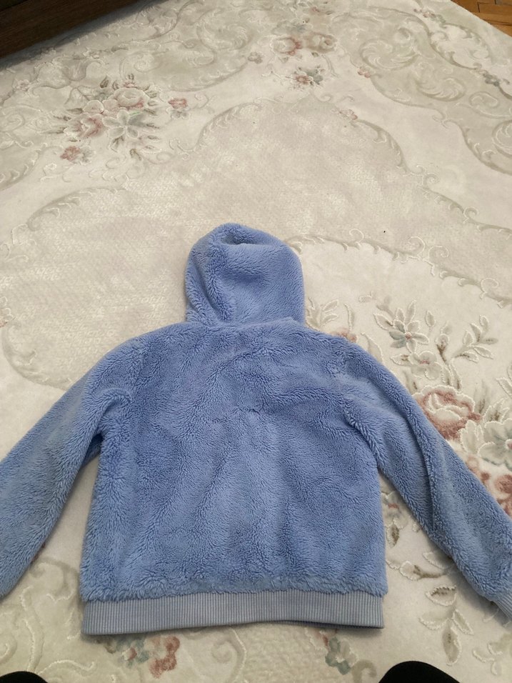 Mavi Kapüşonlu Peluş kız çocuk Ceket - Görsel 2