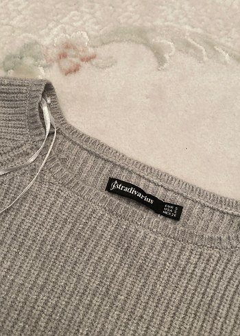 Gri Kadın Triko Kazak, Kürk Detaylı - Görsel 2