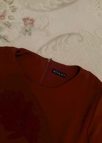 Turuncu Uzun Kollu Salaş Kadın Elbise - Görsel 2