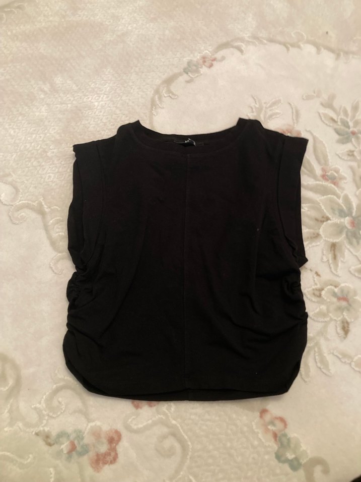 Siyah Kolsuz Keten Bluz - Görsel 3