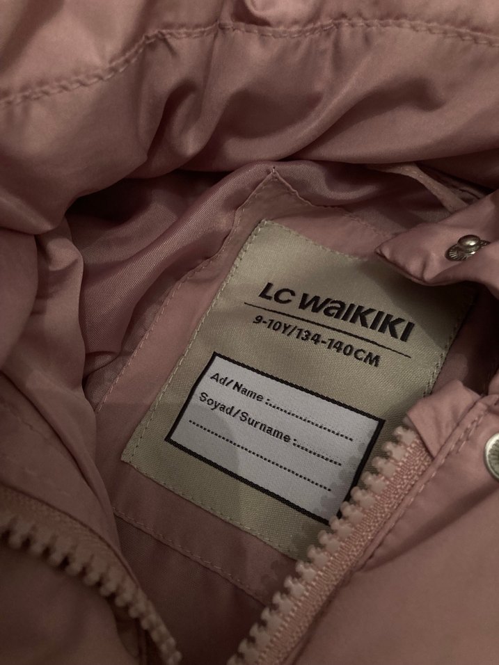 Kız Çocuk Pembe Kapüşonlu Kürk Detaylı Mont - Görsel 2