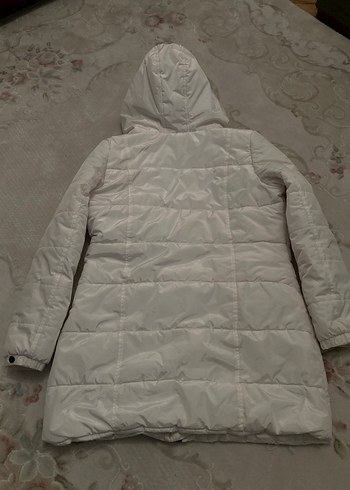 Beyaz Fermuarlı Kadın Kışlık Mont - Görsel 3