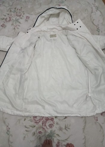 Beyaz Fermuarlı Kadın Kışlık Mont - Görsel 4