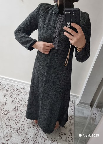 Gri Nakışlı Uzun Yün Kaban - Görsel 7