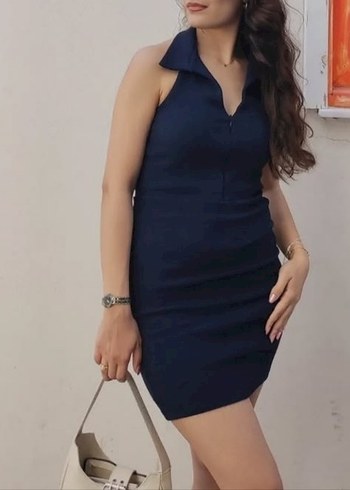Lacivert Mini Elbise