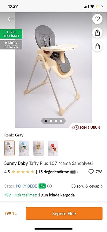 Sunny baby mama sandalyesi satıldı