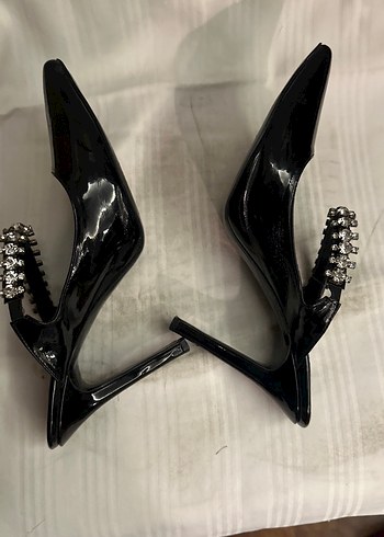 Siyah Rugan Stiletto Tokalı Akşam Ayakkabısı terliği - Görsel 6