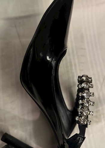 Siyah Rugan Stiletto Tokalı Akşam Ayakkabısı terliği - Görsel 7