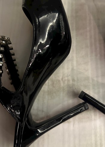 Siyah Rugan Stiletto Tokalı Akşam Ayakkabısı terliği - Görsel 8