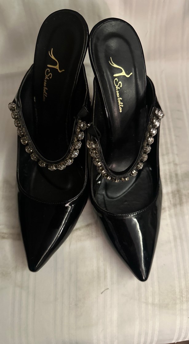 Siyah Rugan Stiletto Tokalı Akşam Ayakkabısı terliği - Görsel 2