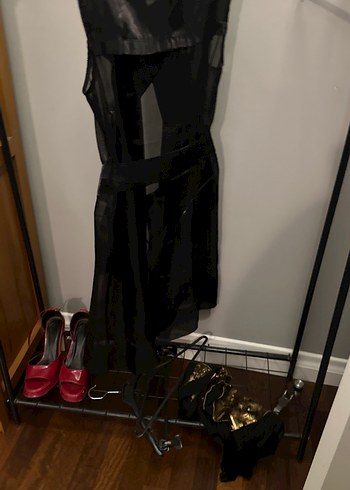 Siyah Kemerli Kolsuz Uzun Trench Coat - Görsel 8