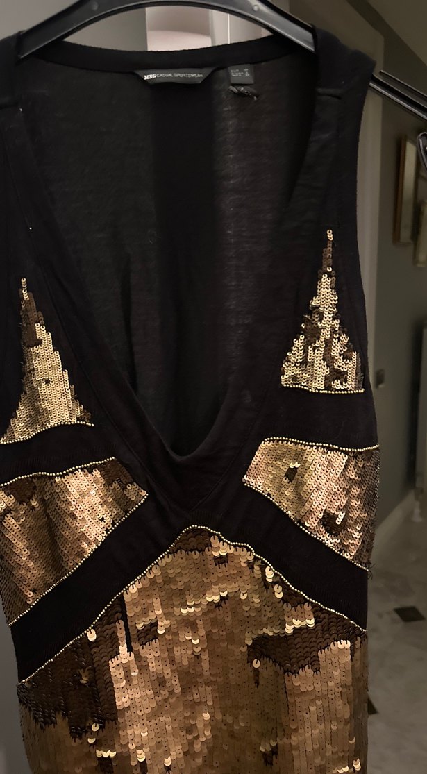 Mng Altın Renkli, V Yakalı, bluz - Görsel 2