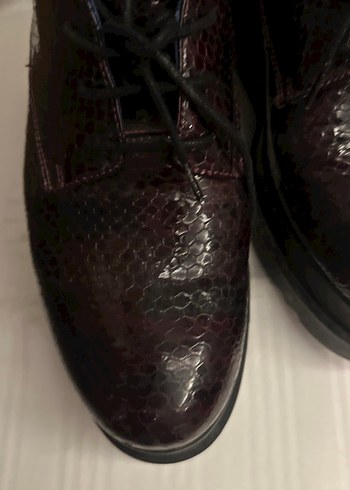 Greyder Yılan Desenli Platform Topuklu bordo Kadın Ayakkabı - Görsel 9