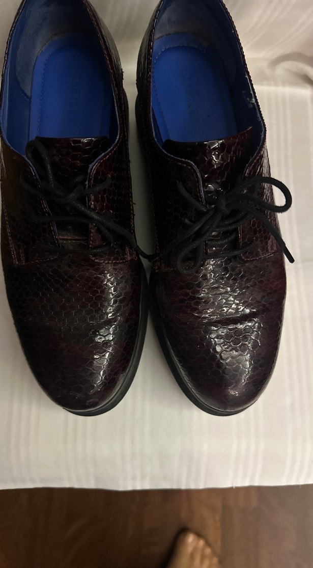 Greyder Yılan Desenli Platform Topuklu bordo Kadın Ayakkabı - Görsel 2