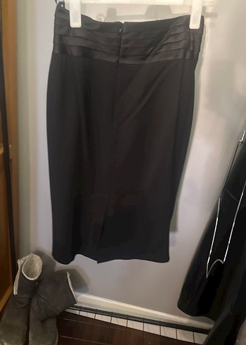 İpekyol Siyah saten Kemerli Kalem Etek - Görsel 7