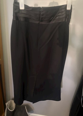 İpekyol Siyah saten Kemerli Kalem Etek - Görsel 8