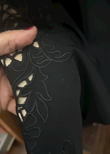 İpekyol nakışlı Siyah Midi Kalem Etek - Görsel 7