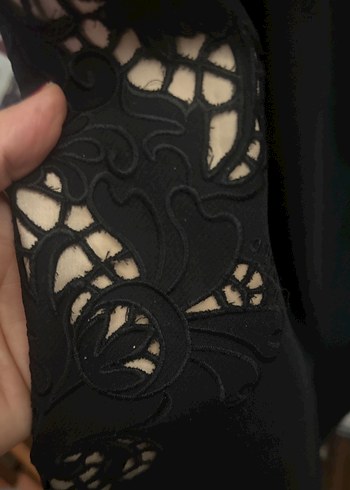 İpekyol nakışlı Siyah Midi Kalem Etek - Görsel 6