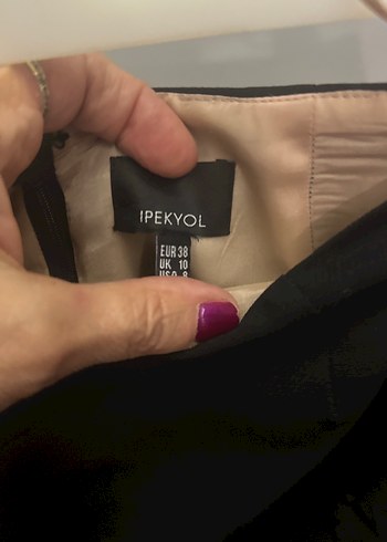 İpekyol nakışlı Siyah Midi Kalem Etek - Görsel 12