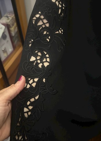 İpekyol nakışlı Siyah Midi Kalem Etek - Görsel 10